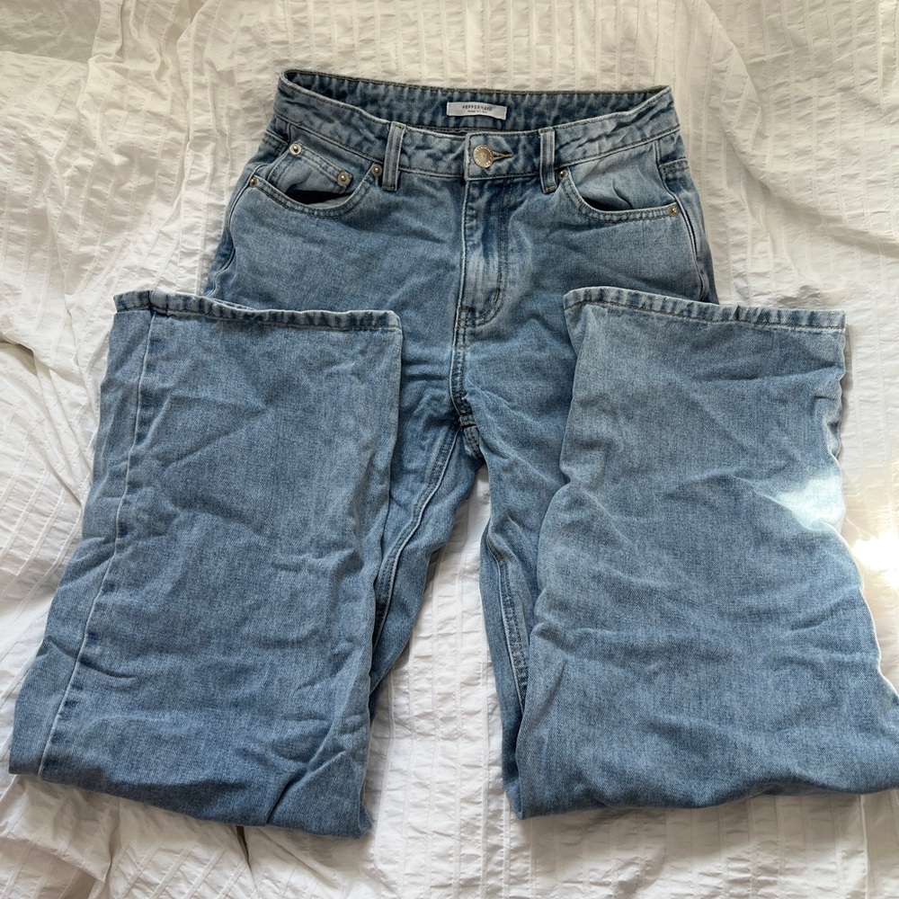 Peppermayo Keanna Low Rise Light Blue Wide Leg Baggy Denim Jeans
